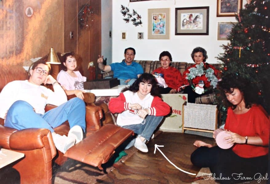 Photo of author's family enjoying Christmas circa 1986.