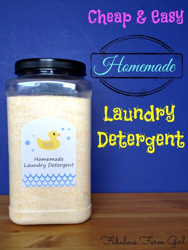 Homemade Laundry Detergent by FabulousFarmGirl. It's cheap, it's easy and it's the best laundry detergent I've ever used.