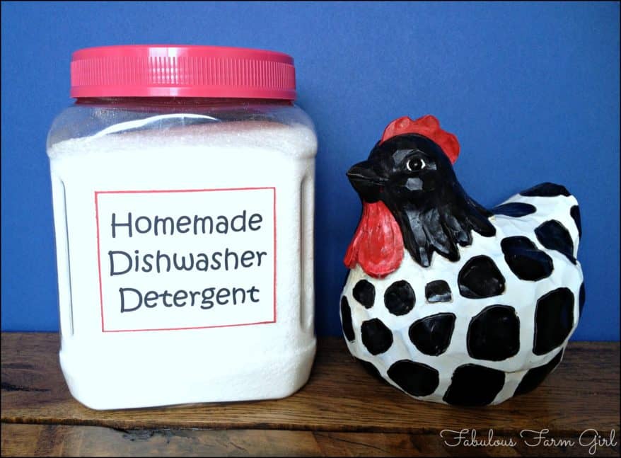 Homemade Dishwasher Detergent by FabulousFarmGirl. Easier, cheaper and as effective as store-bought without the toxic chemicals.